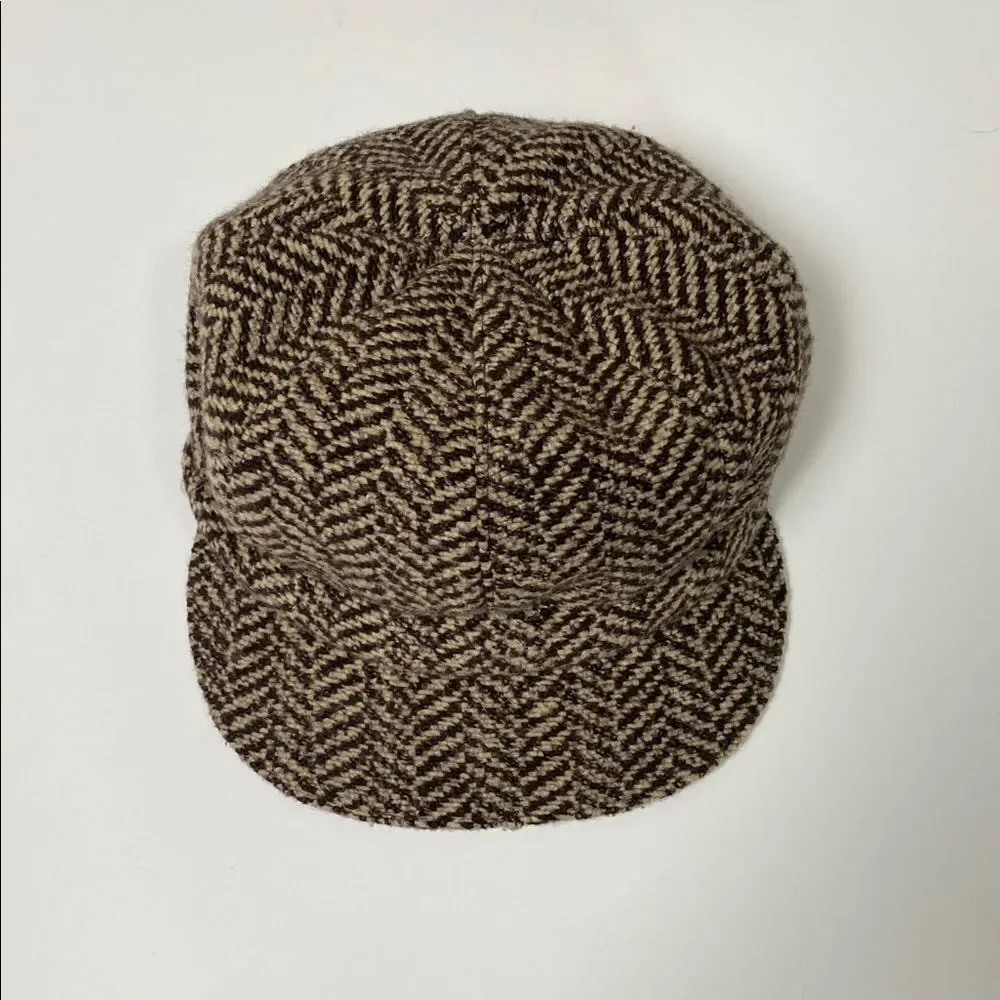 Nordstrom Brown Wool Blend Herringbone Newsboy/ Paperboy Cap